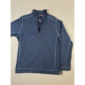 Tommy Bahama Pullover Mens M Jeans Island Crafted 1/4 Zip Blue Sweatshirt